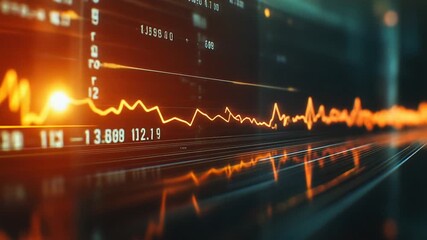 Vibrant digital pulse graph with glowing lines and data - Powered by Adobe