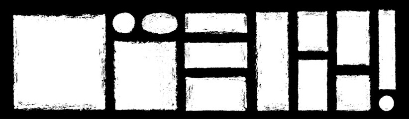 White painted square and oval dialog boxes. Vector grunge brush strokes. Chalk texture rough hand-drawn quote background shapes. Bold urban blackboard elements bg © babayuka