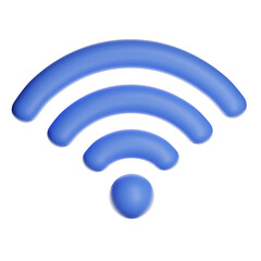 Blue wifi symbol communicating wireless connection on transparent background