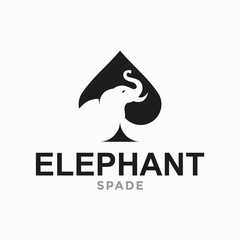 elephant and spade in negative space logo