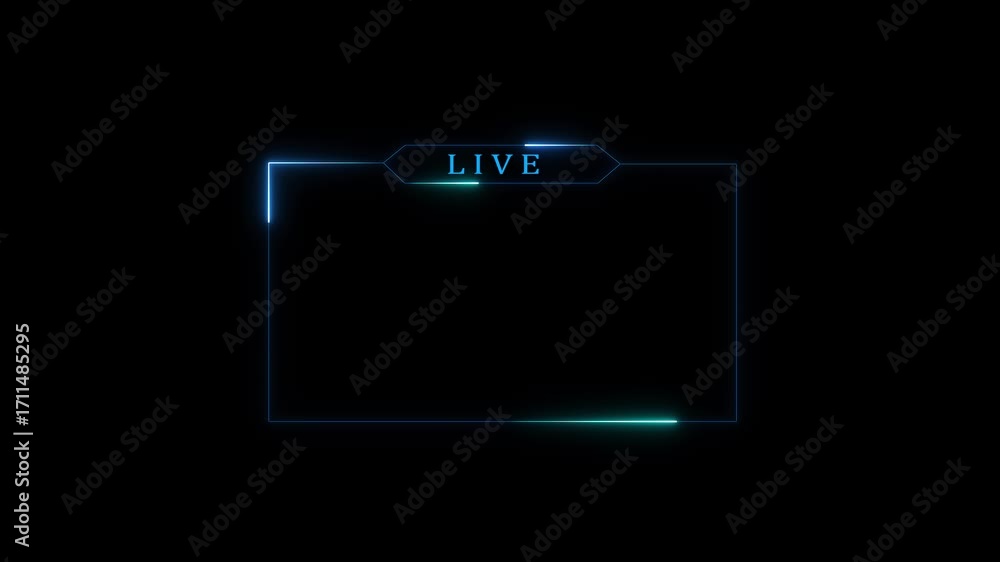 Poster live neon text frame animation box frame neon frame live game live stream overlay animation for live