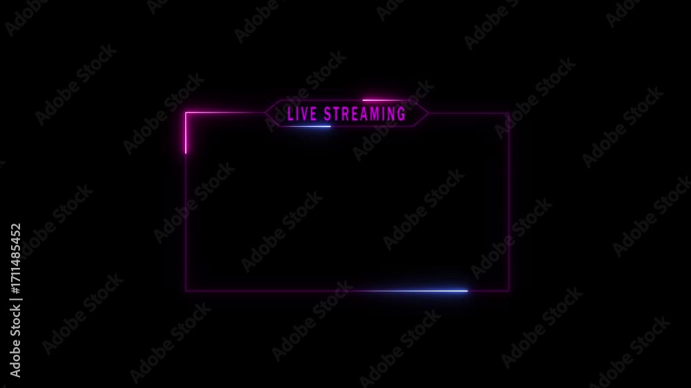 Fototapete live streaming neon text frame animation box frame neon frame live streaming game live stream overla