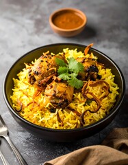 A bowl of flavorful chicken and rice dish