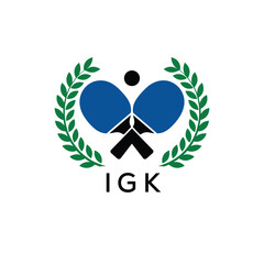 IGK Table Tennis Company logo. IGK Ping Pong Sports paddle logo design for entrepreneur and business. IGK Branding Design best icon.
