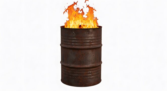 Rusty barrel on fire