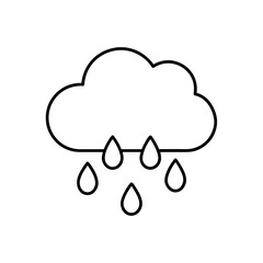 Outline of cloud with falling raindrops icon on transparent background
