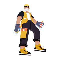 An illustration of volunteer sanitizing designed in flat style
