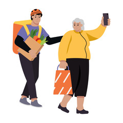 Flat style illustration showing an emergency rescue service 
