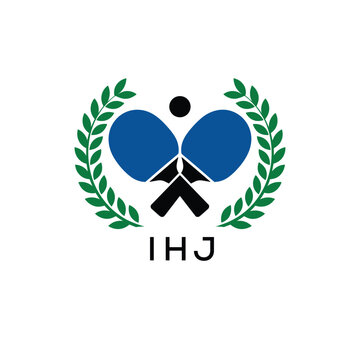 IHJ Table Tennis Company logo. IHJ Ping Pong Sports paddle logo design for entrepreneur and business. IHJ Branding Design best icon.
