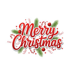 Merry Christmas" Script with Pine and Candy Canes