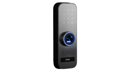 Modern smart lock isolated on transparent background, a sleek and secure entry system with keypad and advanced technology for home automation and safety