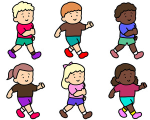 歩く元気な子供たち　6人セット