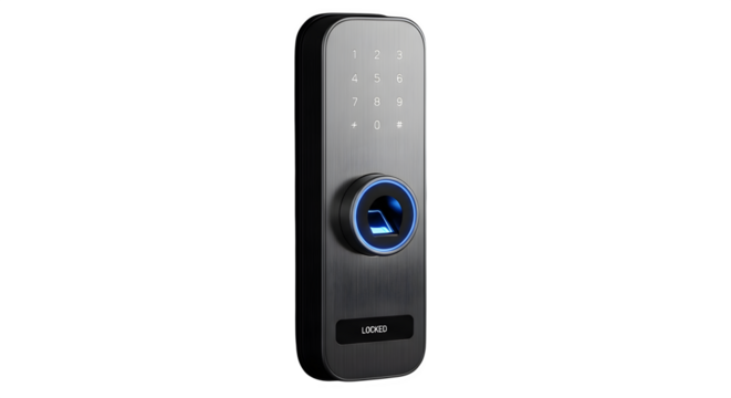Modern smart lock isolated on transparent background, a sleek and secure entry system with keypad and advanced technology for home automation and safety