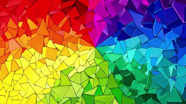 Colorful Mosaic Fragment Collection with Vibrant Rainbow Pattern