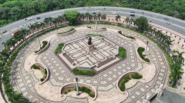Aerial view of Dr. Bhim Rao Ambedkar park Road circle in Noida, Uttar Pradesh