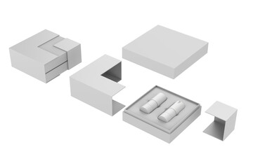 Cardboard Cosmetic Skin Care Gift Box Packaging. 3d illustration