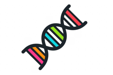 Colorful DNA Double Helix Structure on Transparent Background