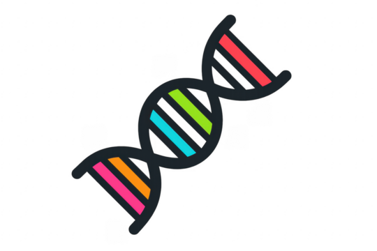 Colorful DNA Double Helix Structure on Transparent Background