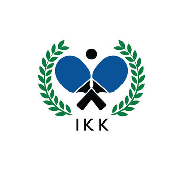 IKK Table Tennis Company logo. IKK Ping Pong Sports paddle logo design for entrepreneur and business. IKK Branding Design best icon.
