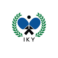 IKY Table Tennis Company logo. IKY Ping Pong Sports paddle logo design for entrepreneur and business. IKY Branding Design best icon.
