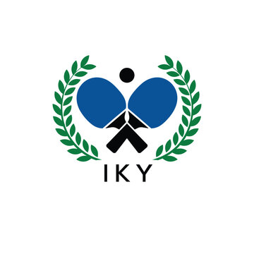 IKY Table Tennis Company logo. IKY Ping Pong Sports paddle logo design for entrepreneur and business. IKY Branding Design best icon.
