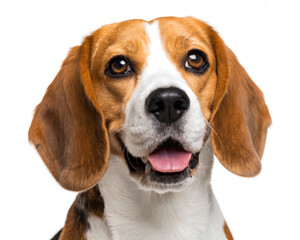 Happy excited beagle puppy on white background,png