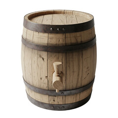 Obraz premium Wooden Barrel with Metal Bands and Spigot for Beverage Dispensing