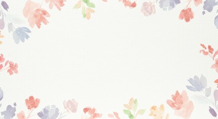 Fototapeta premium Watercolor Floral Border with Soft Pastel Colors on White.