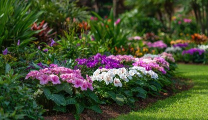 Obraz premium Vibrant flowerbeds bursting with color