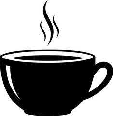 Steaming hot coffee cup graphic evokes warmth and cozy mornings perfect for cafes and breakfast promotions.