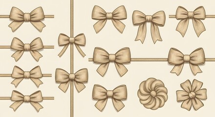 Beige gift bows collection