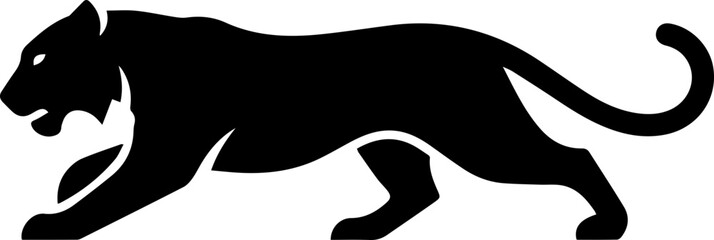 Dynamic silhouette of a powerful panther in a predatory stride, exuding strength and agility.