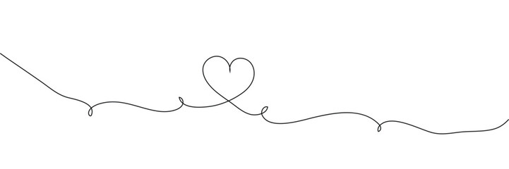 Heart hand drawn. Heart continuous line drawing. Single contour heart for love design. Single lineart sketch heart. Symbol love. Simplicity sign isolated on white background. Vector illustration EPS10
