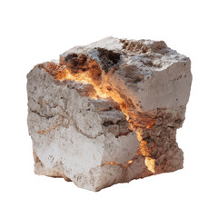 Cracked stone cube, glowing inside