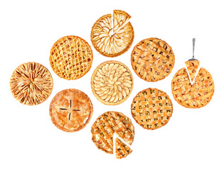 selection of homemade apple pies arranged on a surface