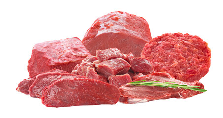 assortment of raw beef cuts, ready for cooking