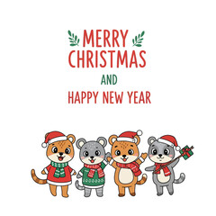 Fototapeta premium Merry christmas and happy new year with cute mice