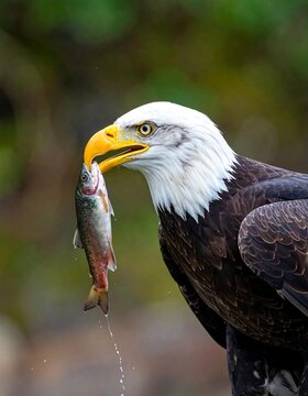 Bald eagle with fish