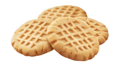 Delicious peanut butter cookies isolated on transparent background, perfect for a sweet treat or snack, these homemade cookies are sure to satisfy any craving