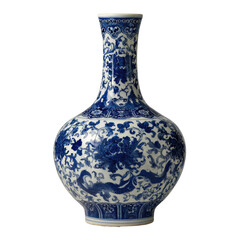 Blue and white porcelain vase with ornate design
