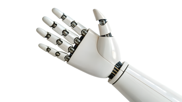 a white robotic arm isolated on white