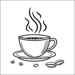 Coffee cup draw hot illustration isolated
