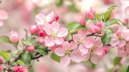 This footage captures stunning pink blossoms in full bloom. Perfect for nature lovers and spring themed projects. Ideal for enhancing visuals with floral beauty. Generative AI