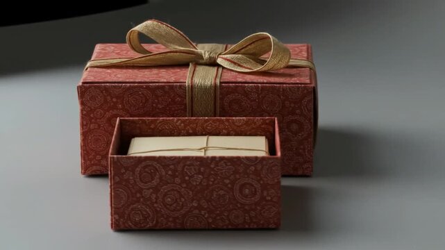 Open gift box revealing a smaller package