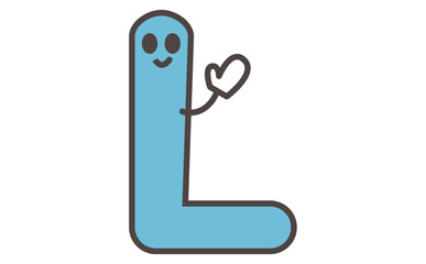 アルファベットのLのイラストでかわいいキャラクターの学習素材 Alphabet Letter L Cute Character Illustration