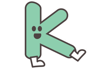 Obraz premium アルファベットのKのイラストでかわいいキャラクターの学習素材 Alphabet Letter K Cute Character Illustration