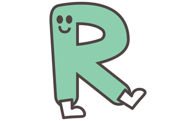 アルファベットのRのイラストでかわいいキャラクターの学習素材 Alphabet Letter R Cute Character Illustration