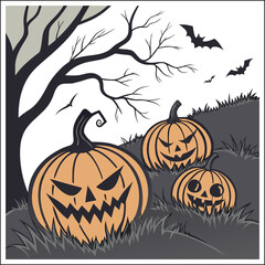 Black silhouette pumpkins and gourds arranged in various harvest scenes squash autumn
