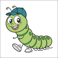 Cute Caterpillar Crawl Illustration
