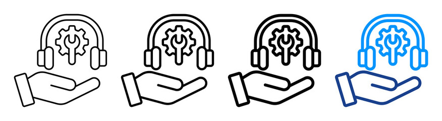 Technical Support Icon Different Style Outline Collection Set